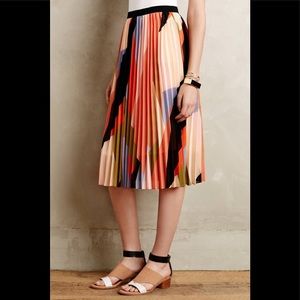 Anthropologie HD in Paris Pleated Colorblock Midi Skirt